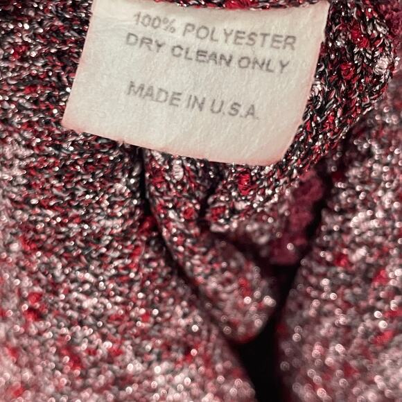 Kourosh Burgundy Metallic Beaded Cocktail Dress Womens 6 - Picture 7 of 8